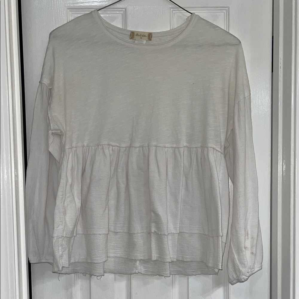 Altar'd State White Tiered Peplum Sweatshirt